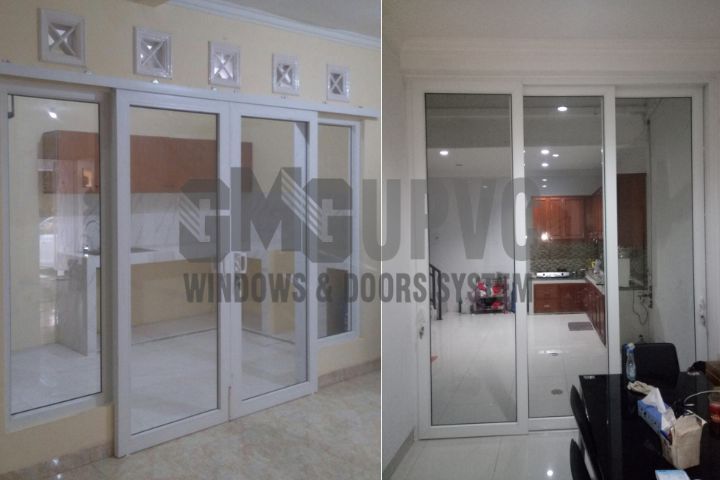 Pintu sliding UPVC untuk bukaan lebar